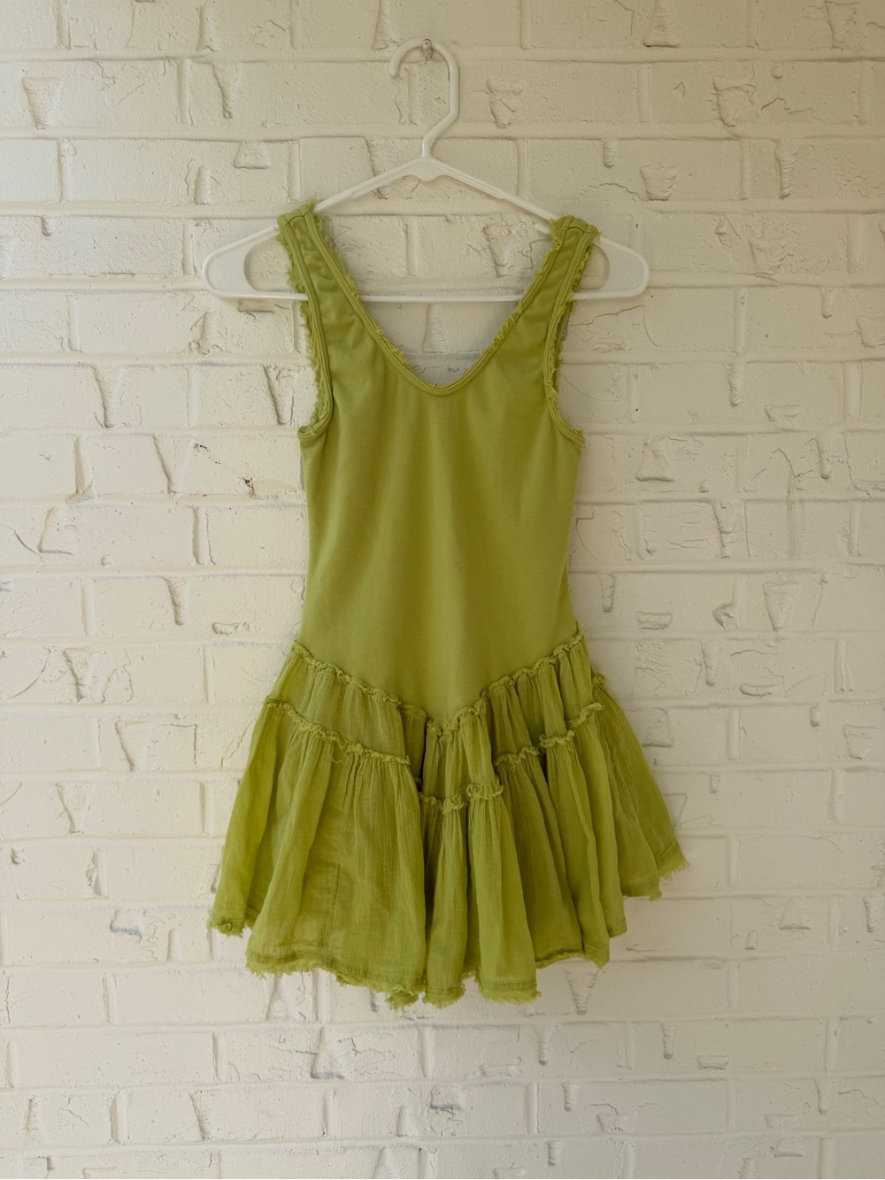 Free People Izi Drop Waist Mini Dress - Green / Chartreuse